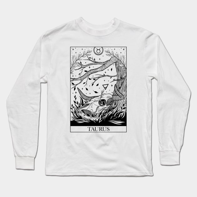 Zodiac sign tarot card Taurus Long Sleeve T-Shirt by OccultOmaStore